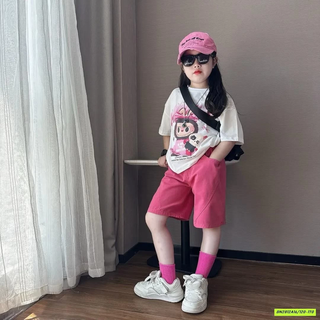 SÉT ÁO LABUBU MIX SHORT HỒNG