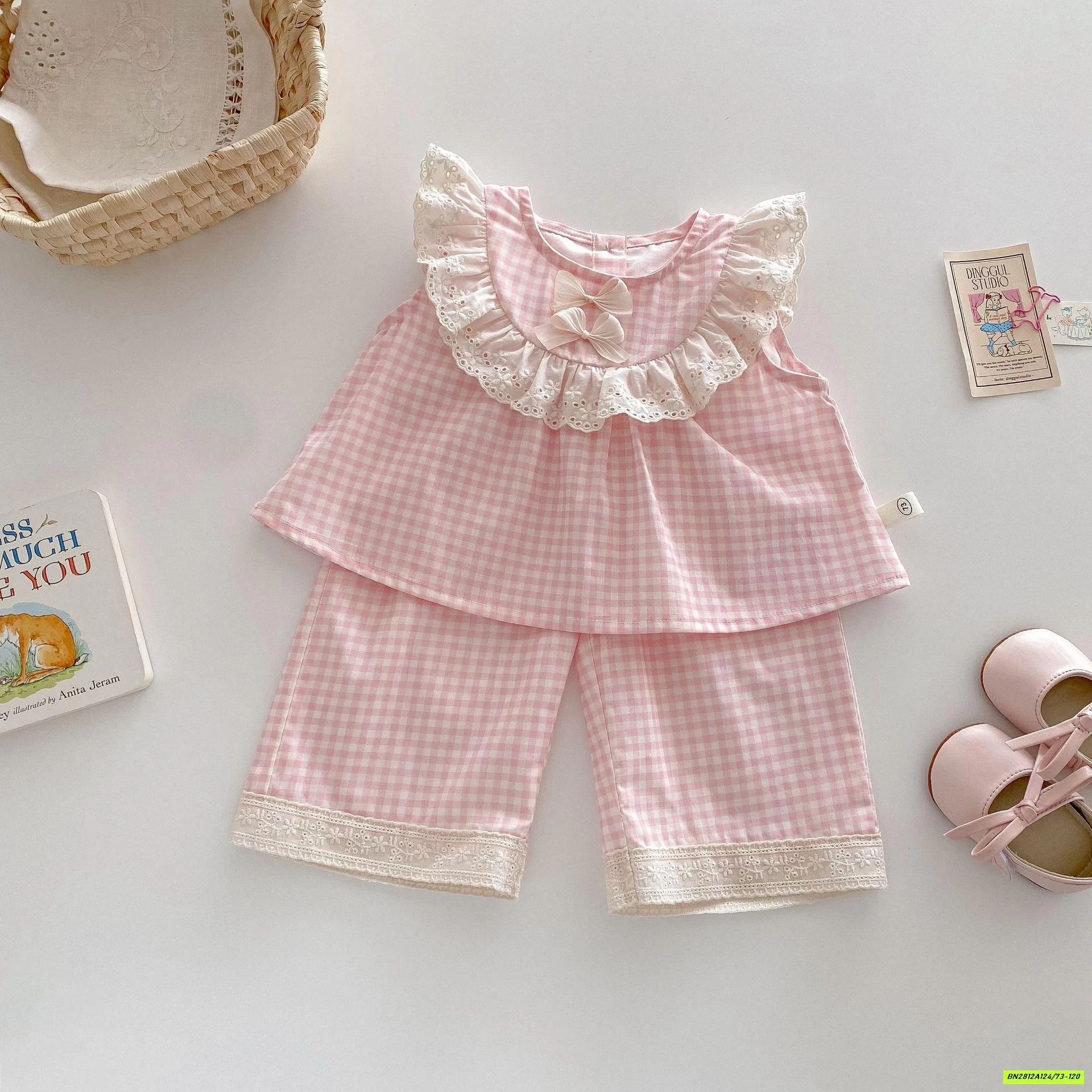 SÉT ĐŨI CARO HỒNG VIỀN REN DỄ THƯƠNG