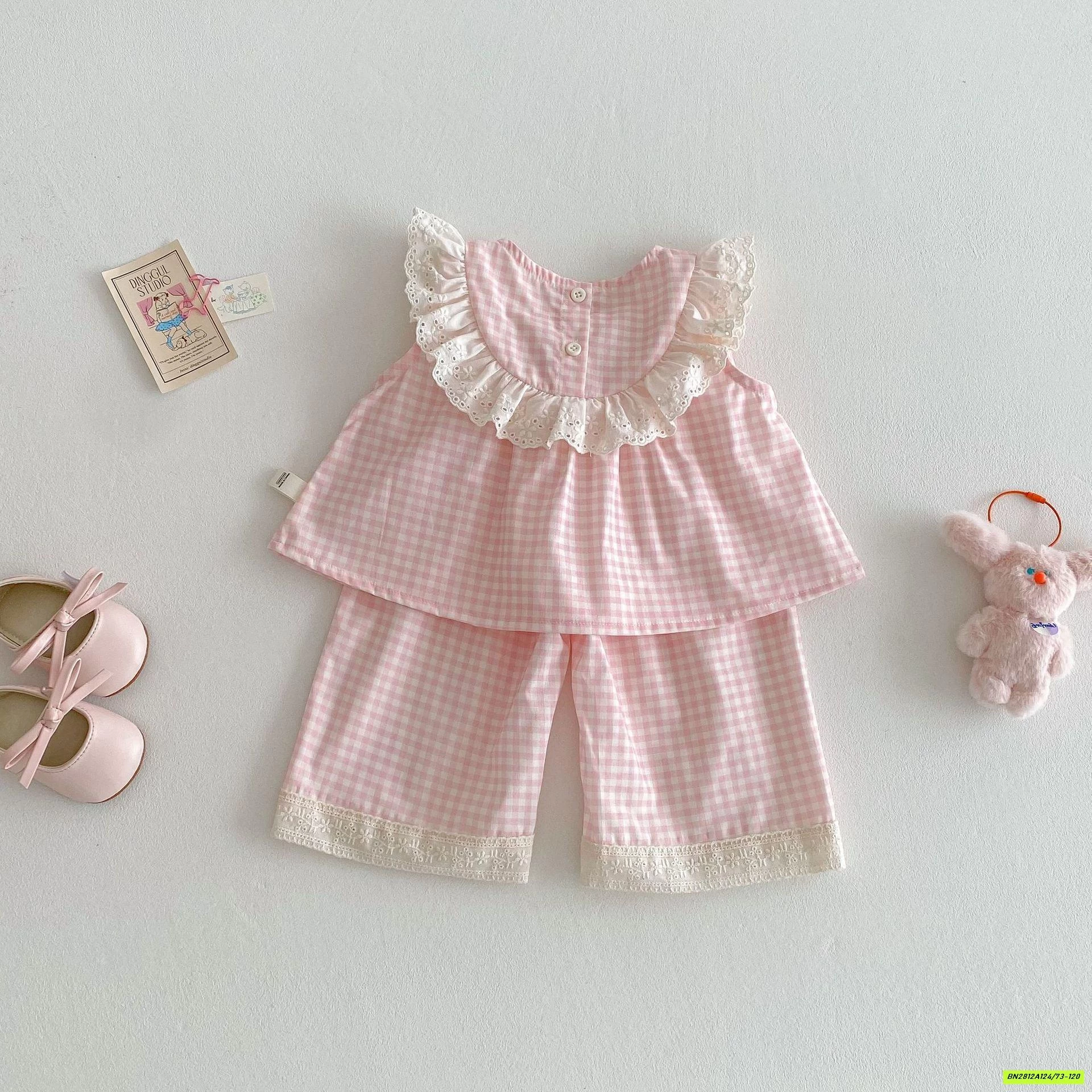 SÉT ĐŨI CARO HỒNG VIỀN REN DỄ THƯƠNG