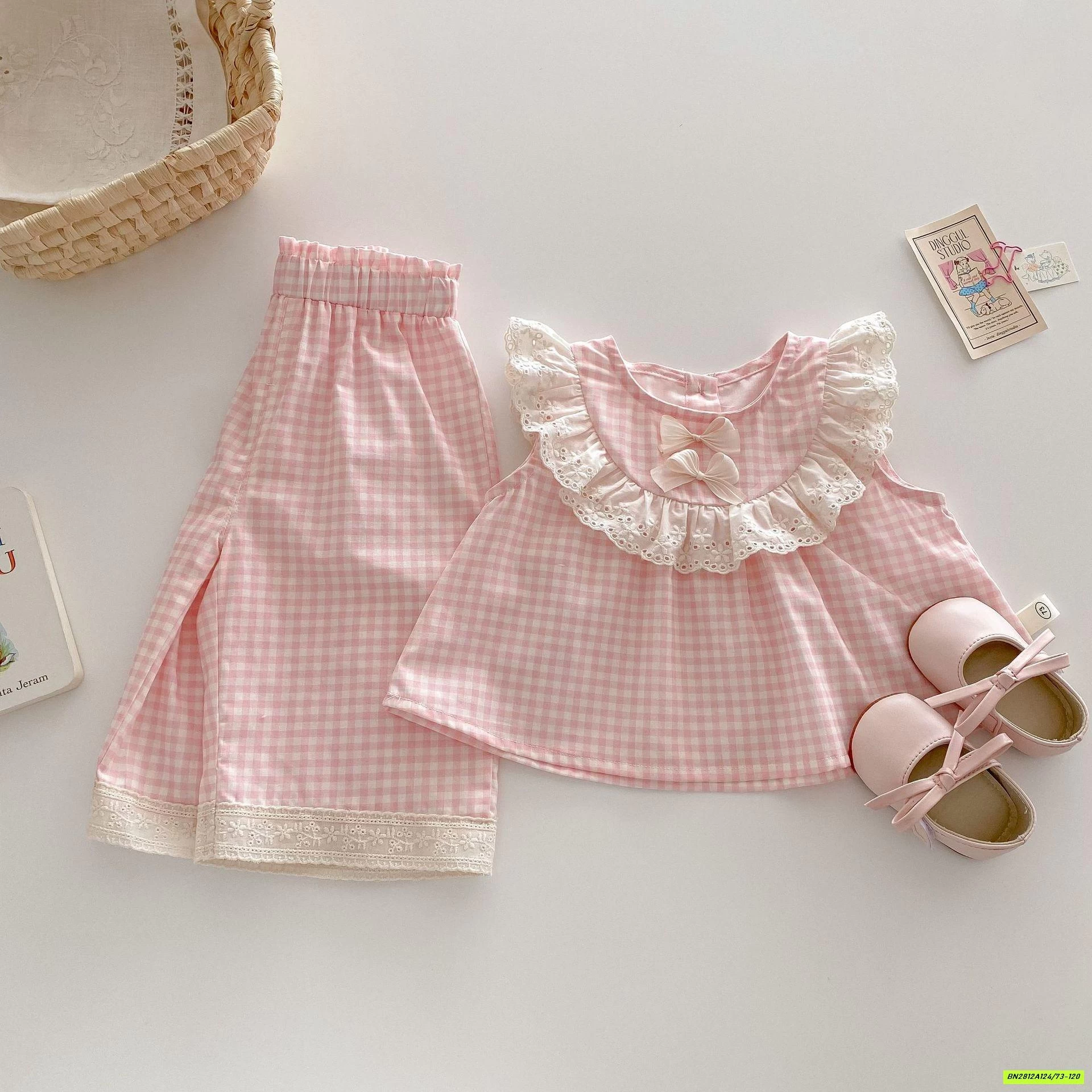 SÉT ĐŨI CARO HỒNG VIỀN REN DỄ THƯƠNG