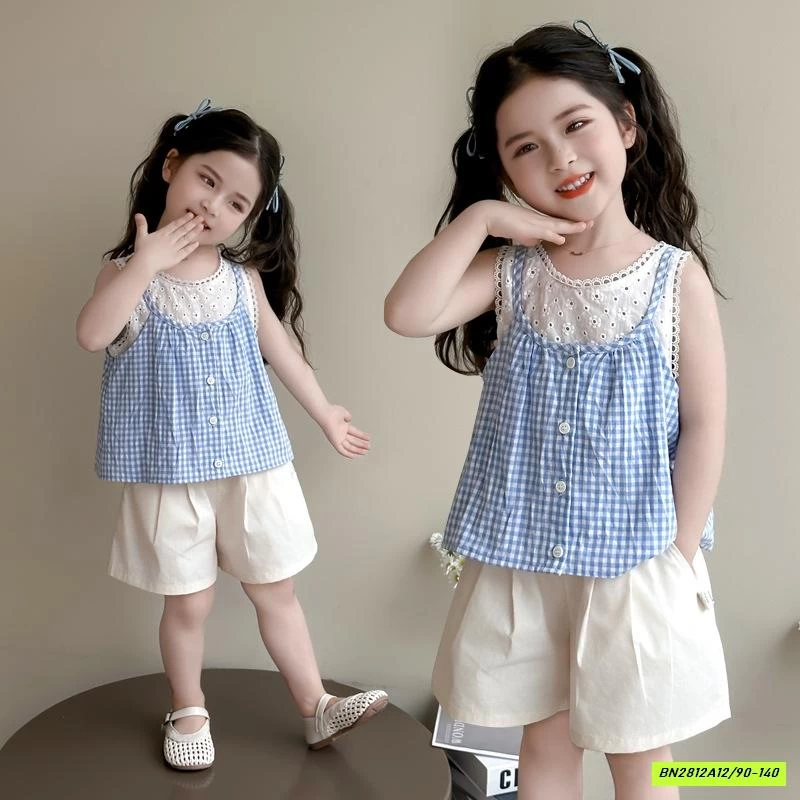 SÉT ÁO XANH 2 DÂY MIX QUẦN SUÔNG