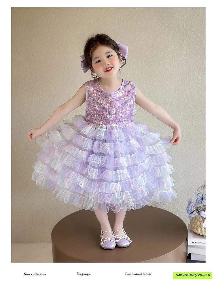 ĐẦM VOAN TÍM HOA 3D