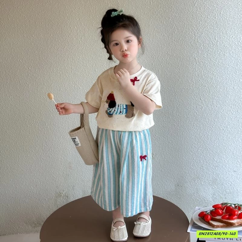 SÉT ÁO THÊU CÚN MIX QUẦN SUÔNG