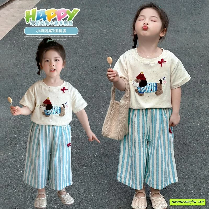 SÉT ÁO THÊU CÚN MIX QUẦN SUÔNG