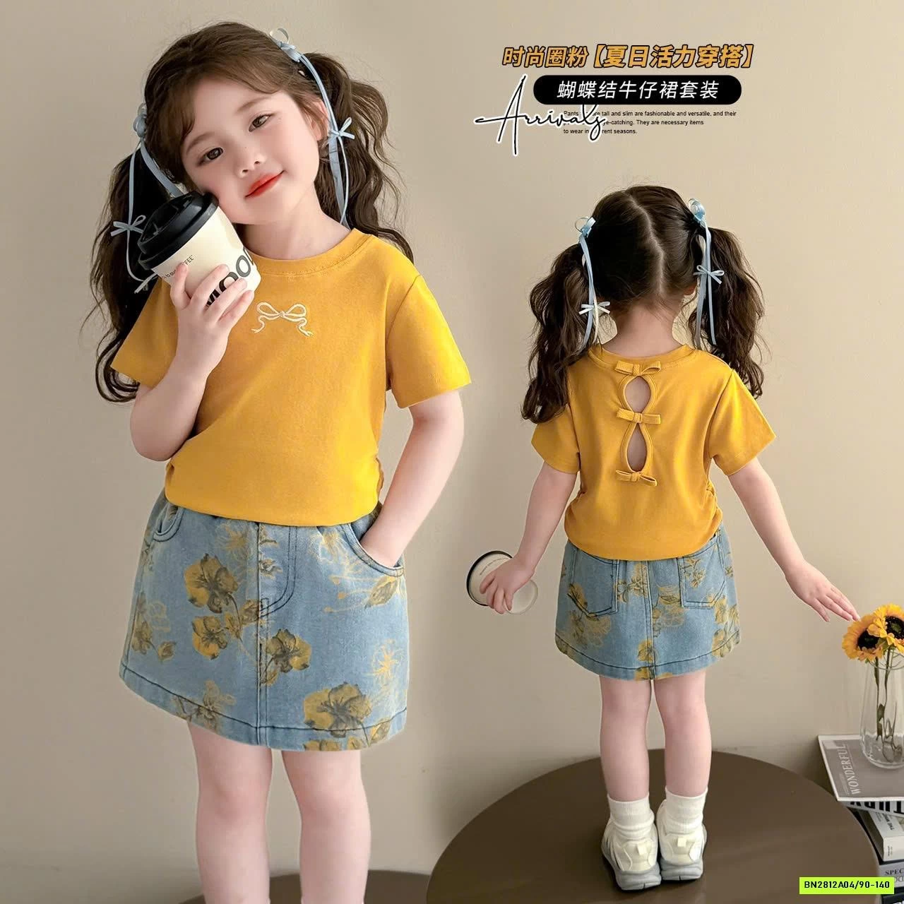 SÉT ÁO VÀNG MIX CV JEANS HOA