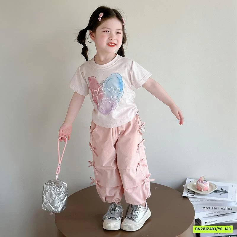 SÉT ÁO THUN TRÁI TIM MIX QUẦN NƠ