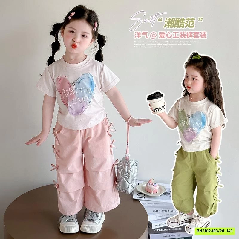 SÉT ÁO THUN TRÁI TIM MIX QUẦN NƠ