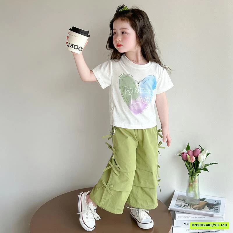 SÉT ÁO THUN TRÁI TIM MIX QUẦN NƠ