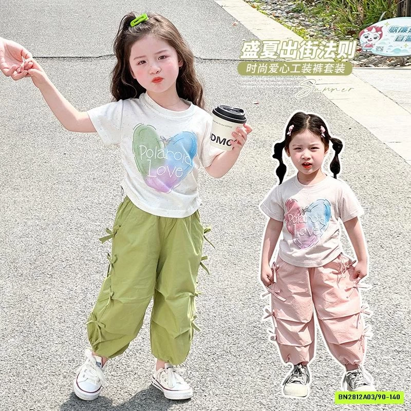 SÉT ÁO THUN TRÁI TIM MIX QUẦN NƠ