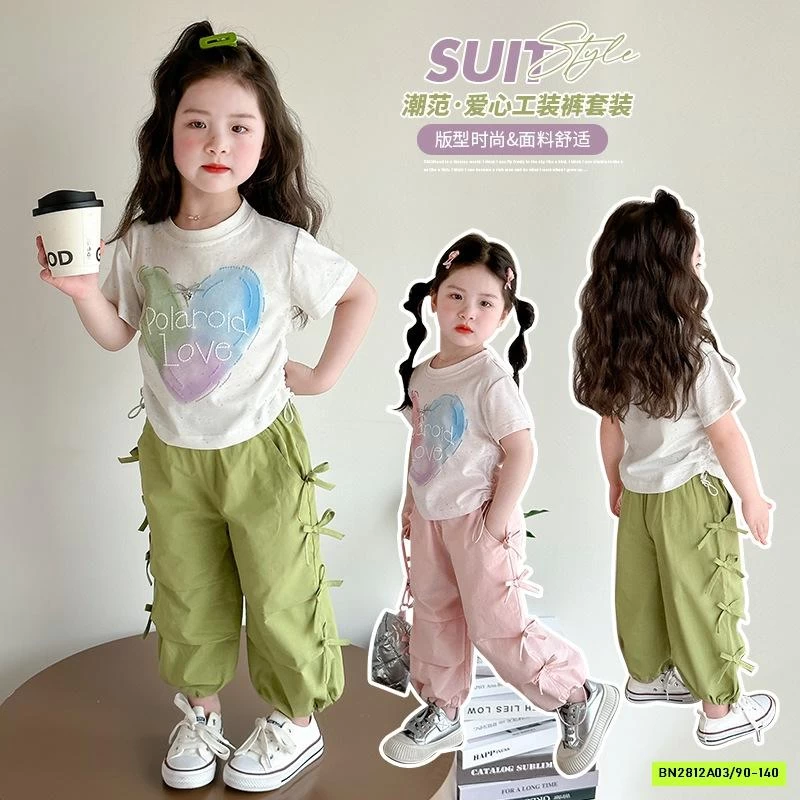 SÉT ÁO THUN TRÁI TIM MIX QUẦN NƠ