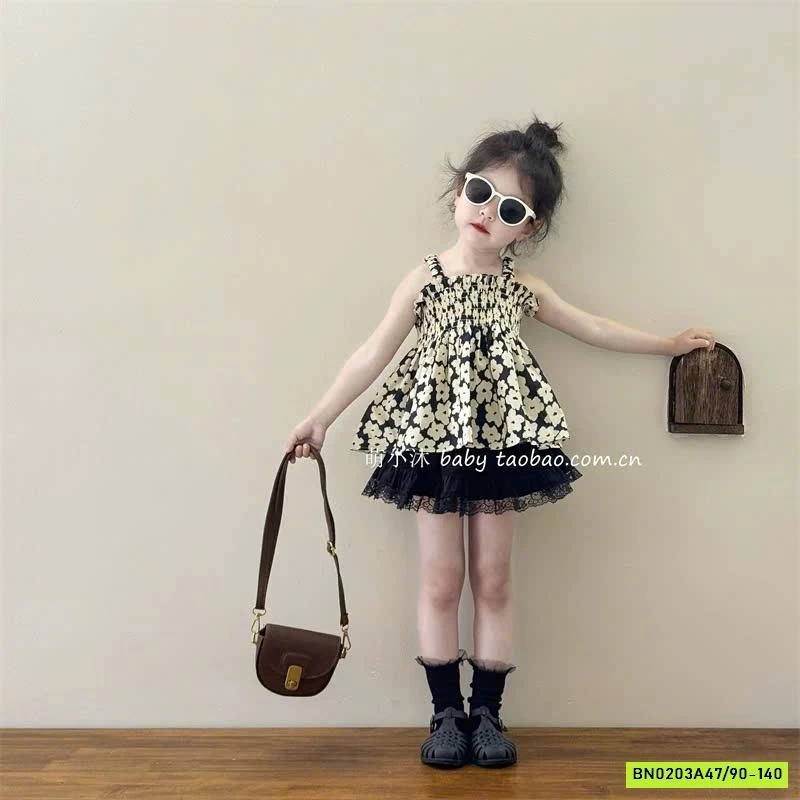 ÁO HOA 2 DÂY MIX CV ĐEN