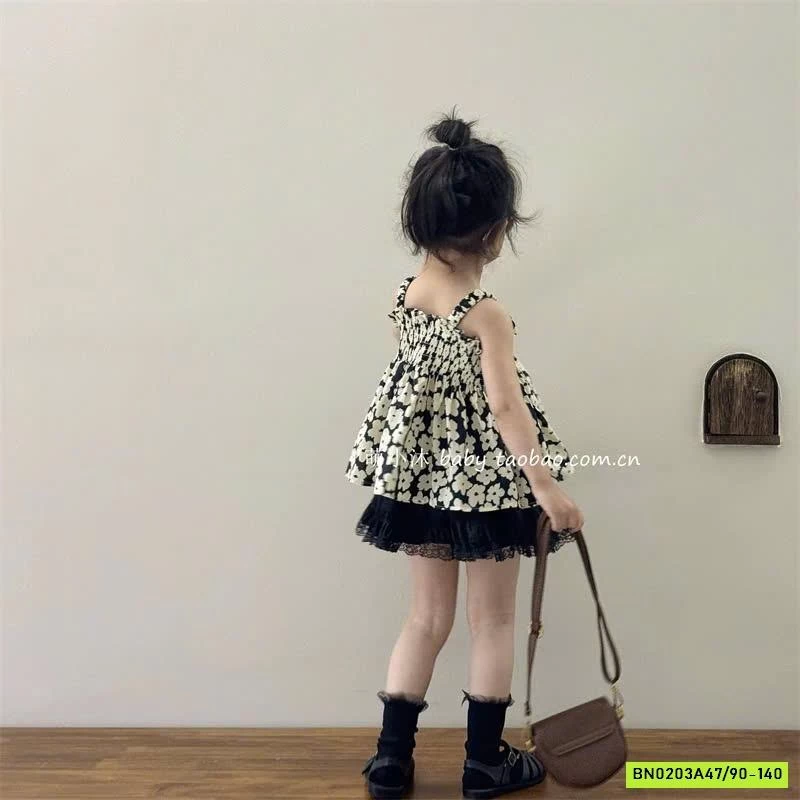 ÁO HOA 2 DÂY MIX CV ĐEN