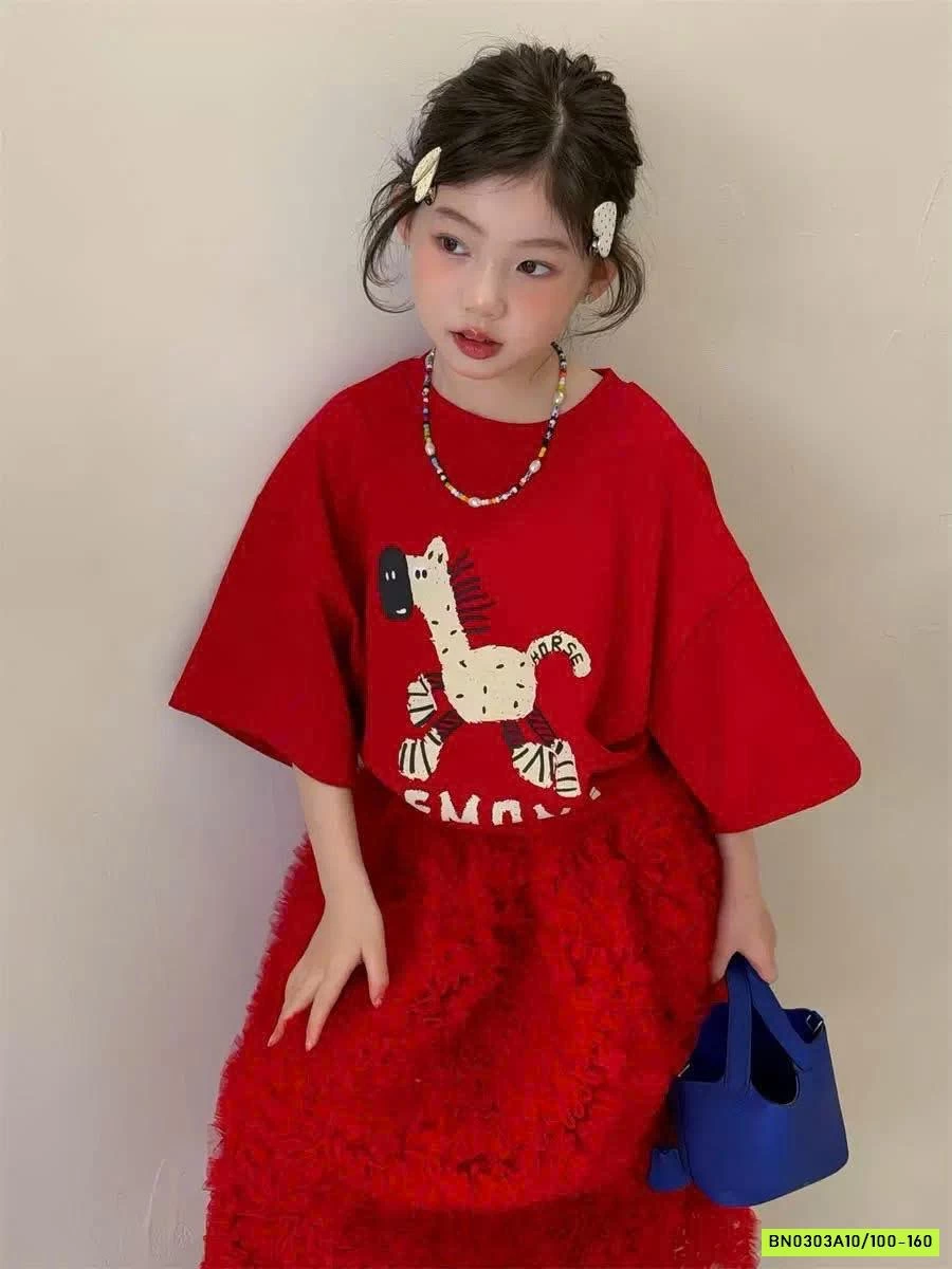 ÁO THUN ĐỎ IN NGỰA