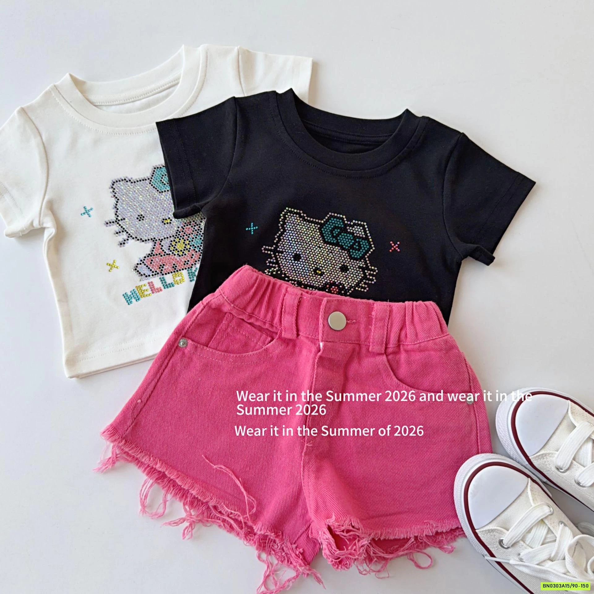 ÁO THUN ĐÍNH ĐÁ KITTY T&Q KIDS