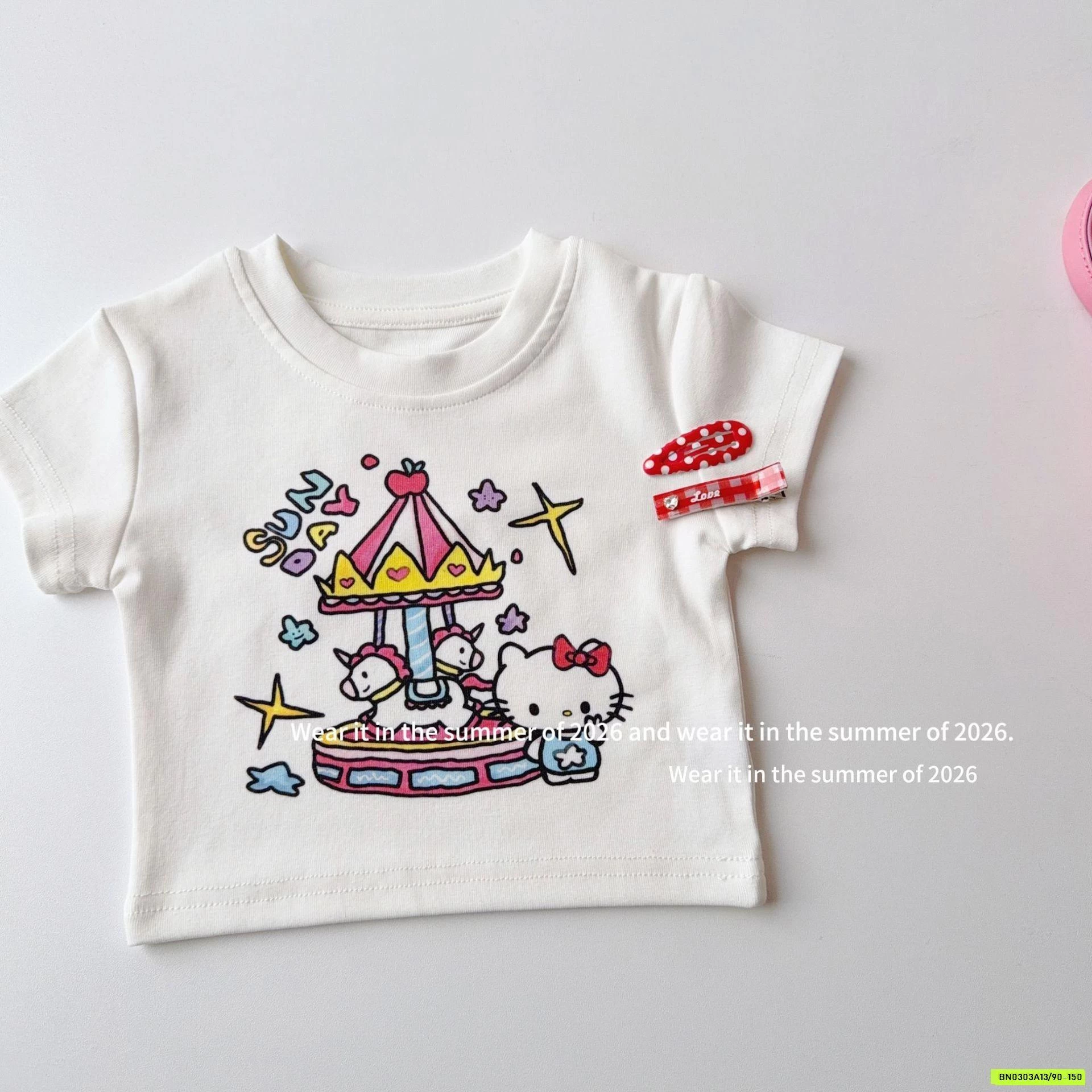 ÁO KITTY MIX CV KẺ HỒNG T&Q KIDS