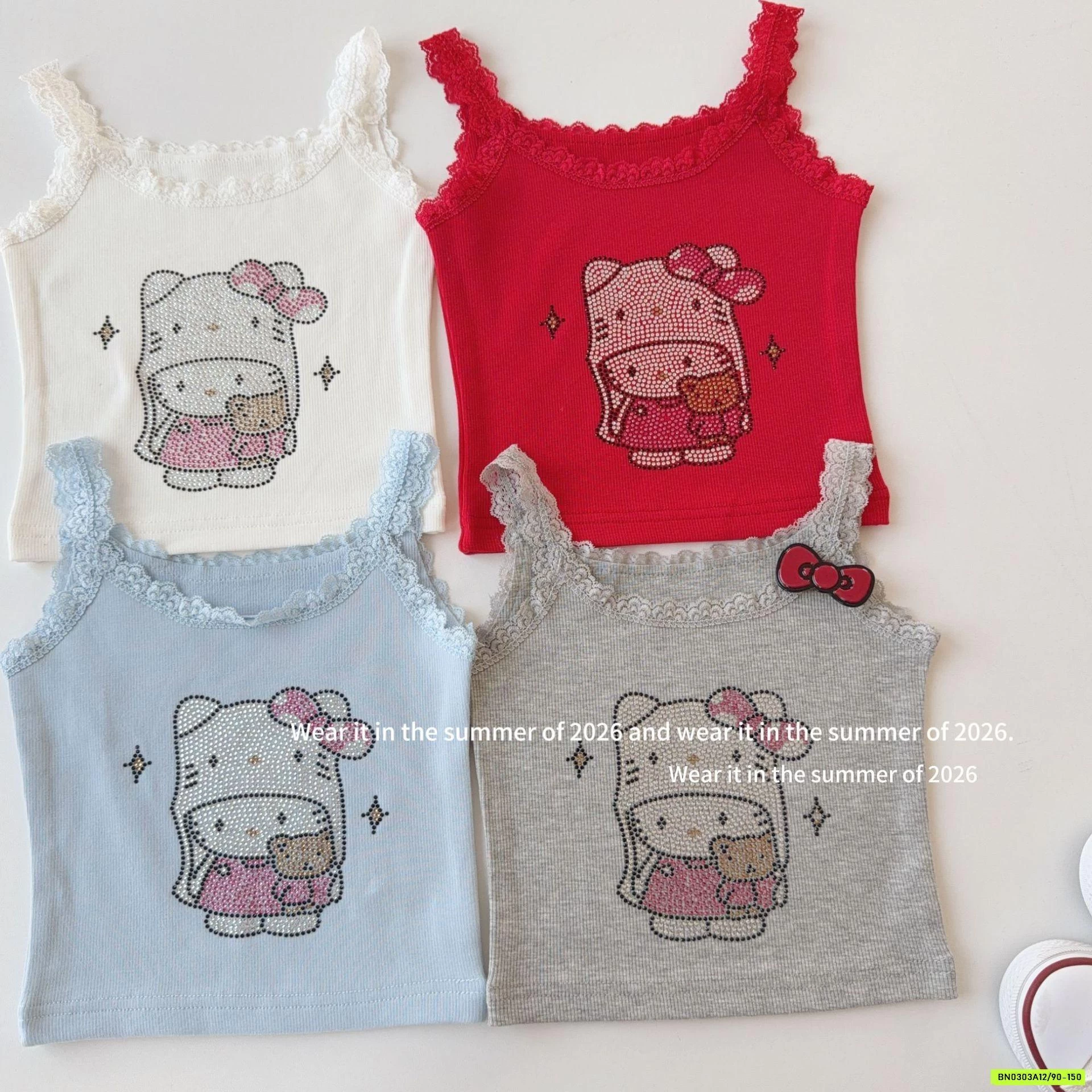 ÁO 2 DÂY KITTY MIX CV CARO T&Q KIDS