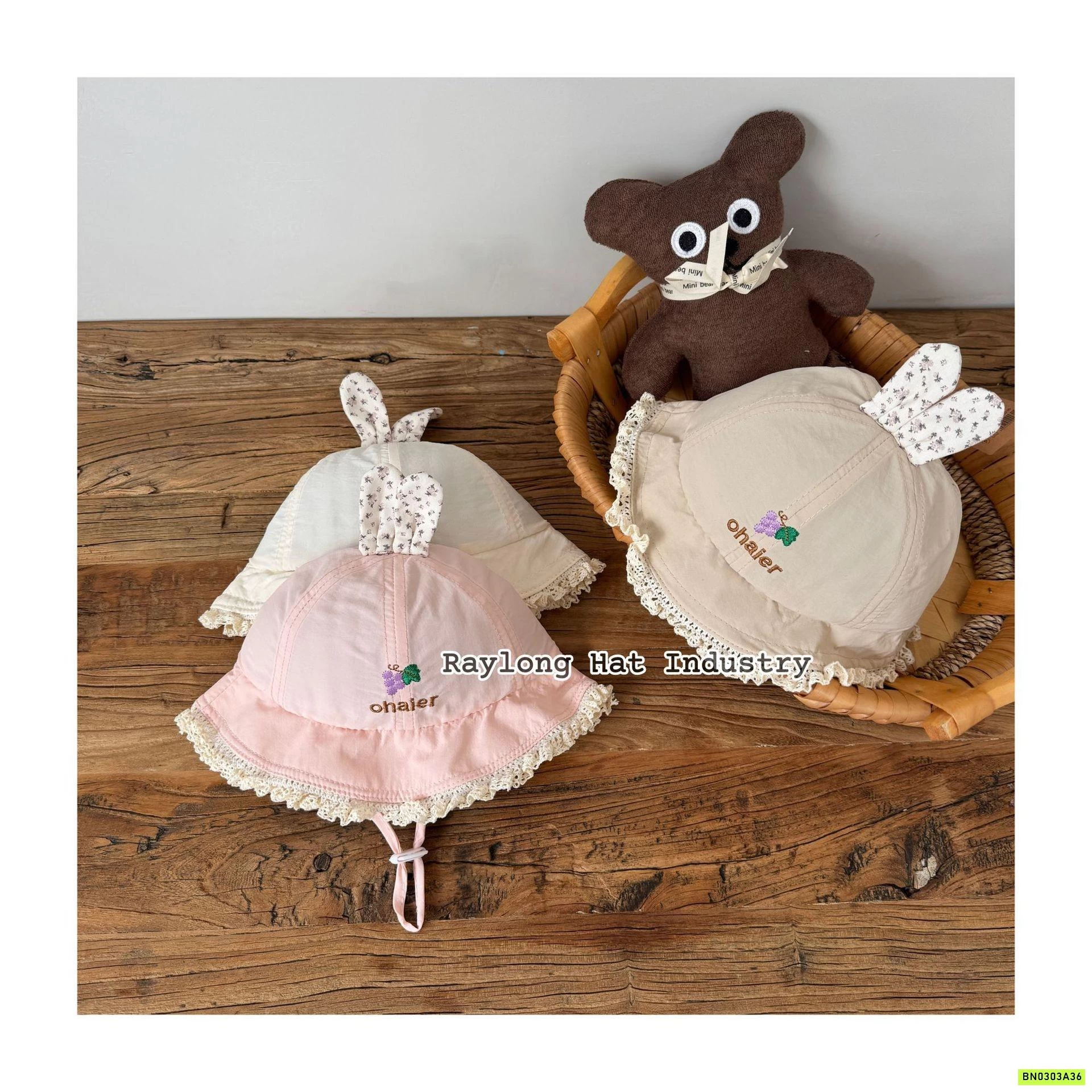 MŨ BÈO TAI THỎ VIỀN REN DỄ THƯƠNG