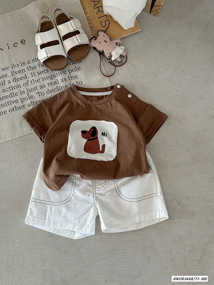 ÁO CÀI CÚC VAI MIX SHORT TRẮNG