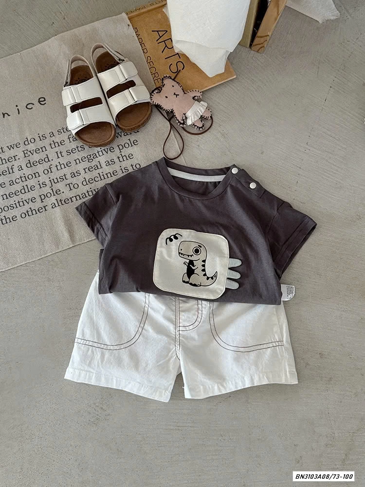 ÁO CÀI CÚC VAI MIX SHORT TRẮNG