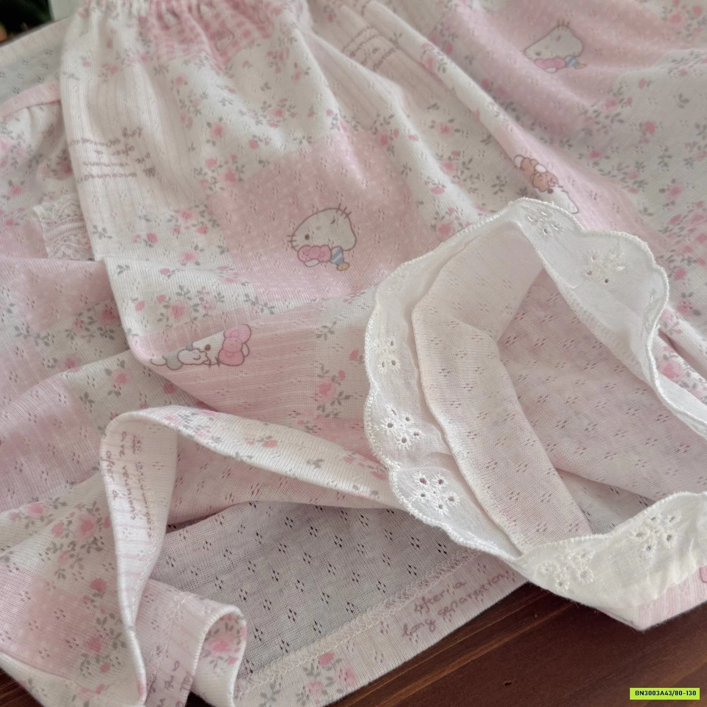 BỘ COTTON GIẤY QUẦN LỠ VIỀN REN HONEY