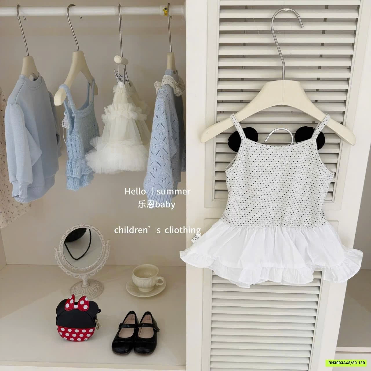 ĐẦM 2 DÂY CHẤM BI MICKEY TBABY