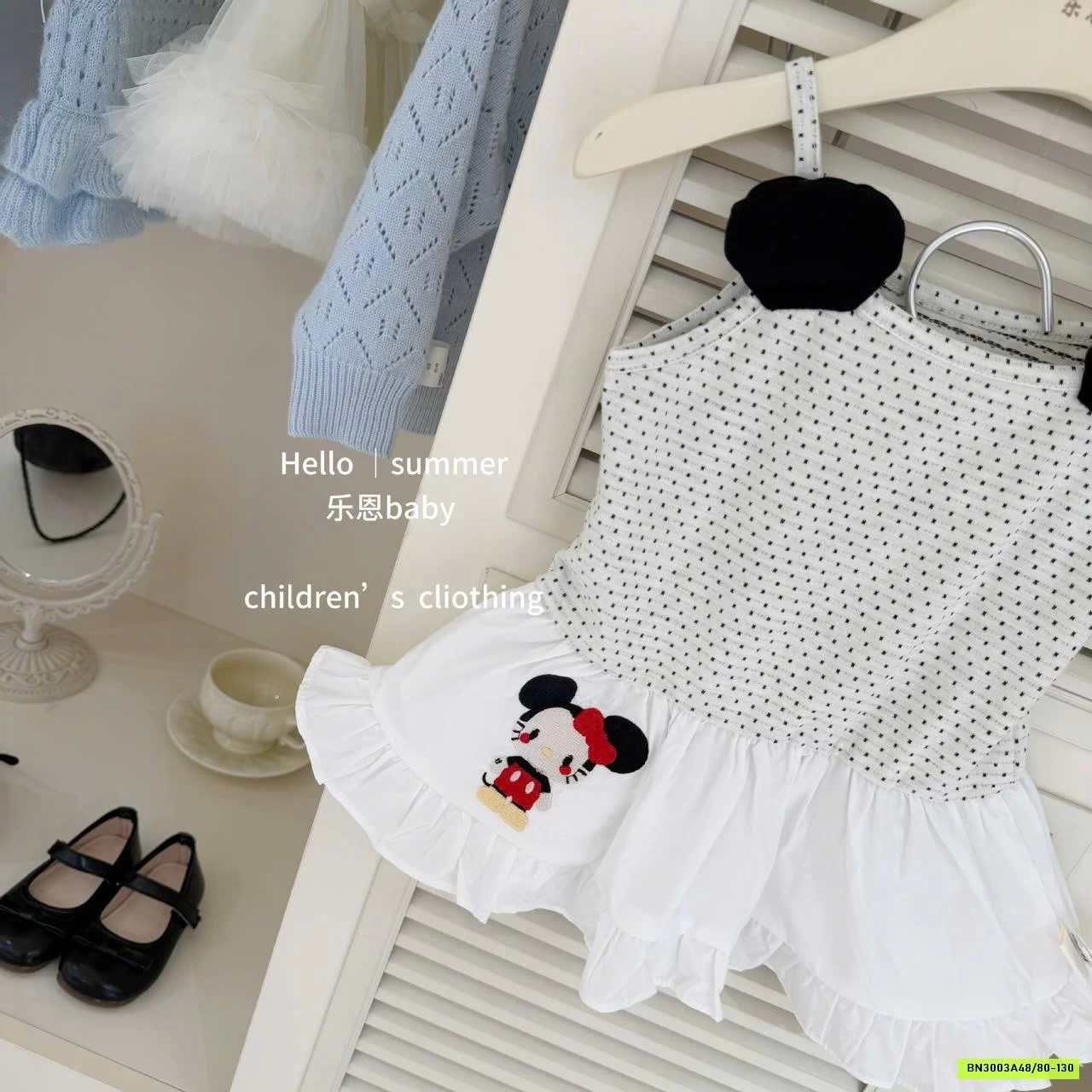 ĐẦM 2 DÂY CHẤM BI MICKEY TBABY