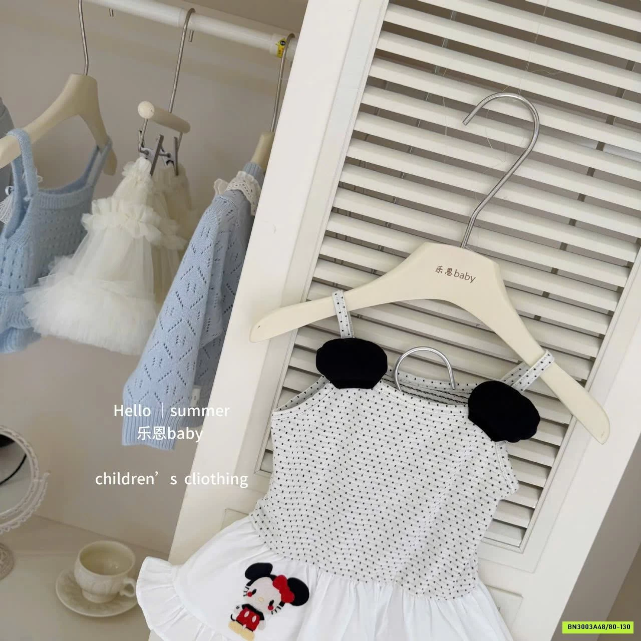 ĐẦM 2 DÂY CHẤM BI MICKEY TBABY