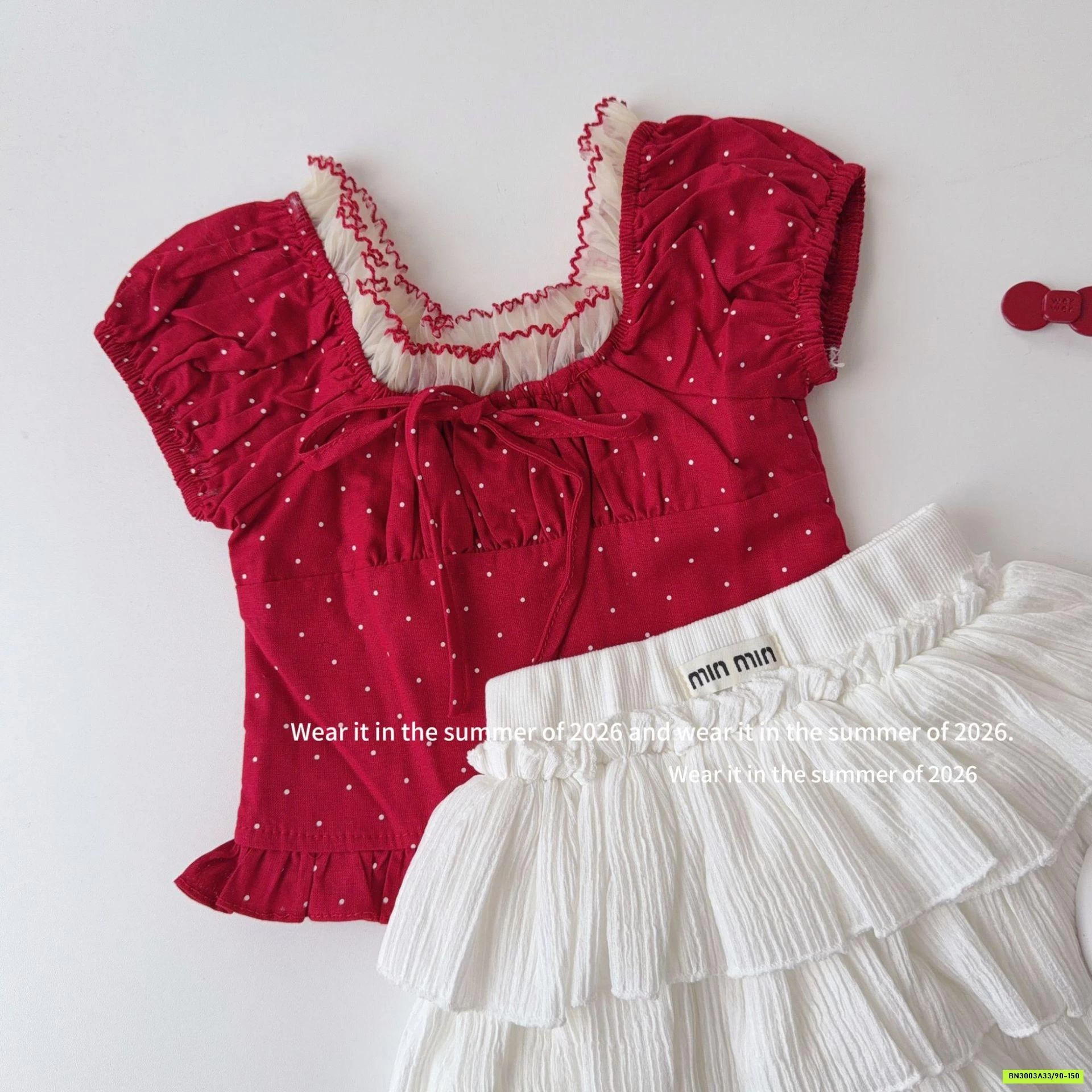 SÉT ÁO ĐỎ MIX CV TRẮNG T&QKIDS