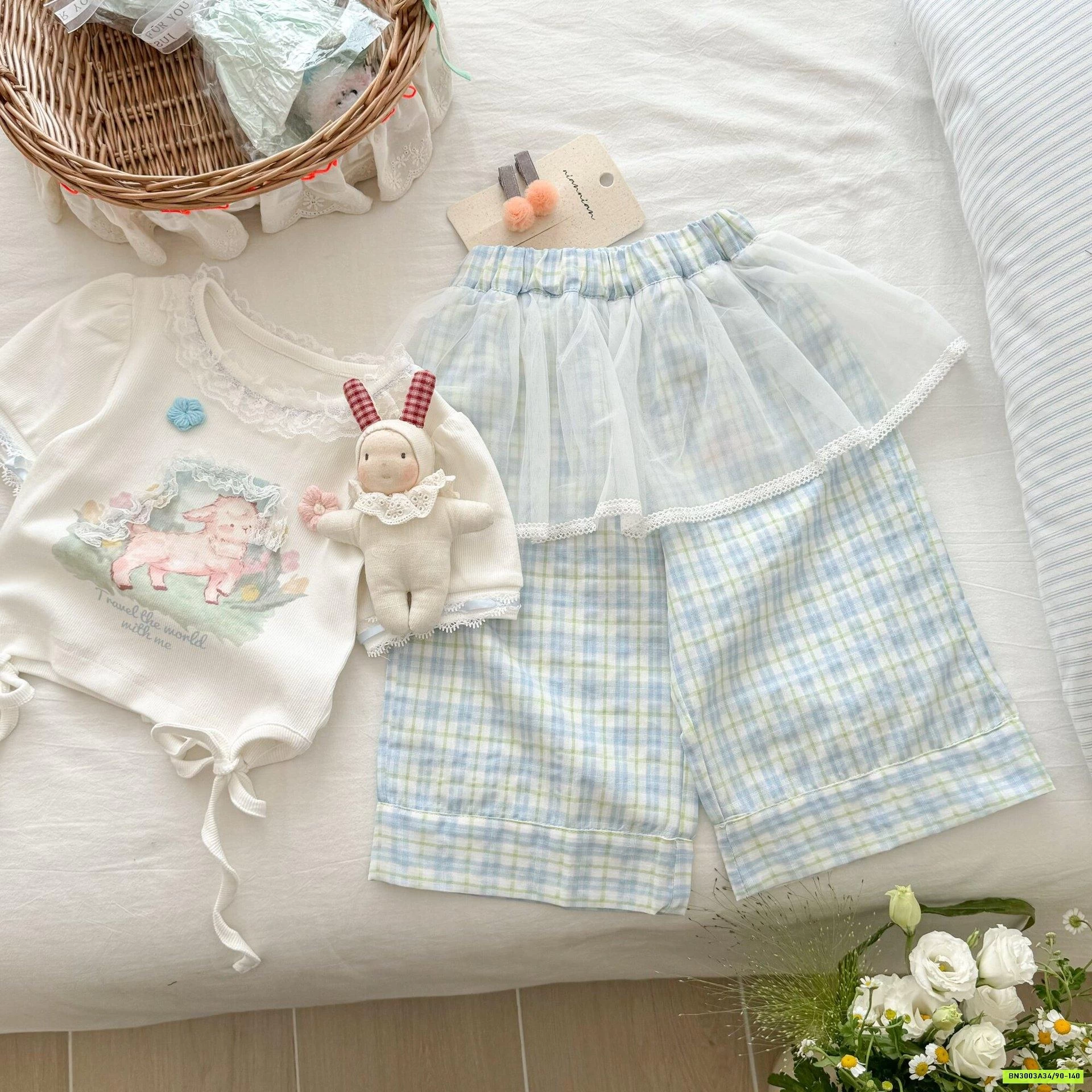 SÉT ÁO THỎ RÚT EO MIX QUẦN CARO