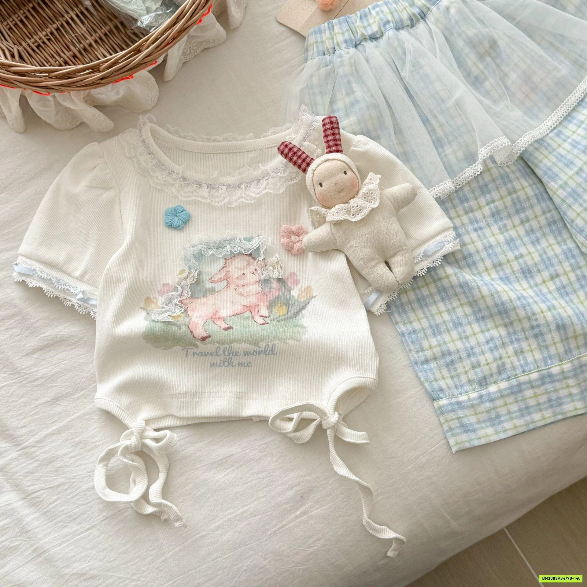 SÉT ÁO THỎ RÚT EO MIX QUẦN CARO