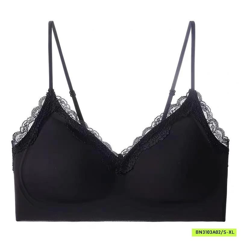 ÁO BRA TRƠN KHÔNG GỌNG PHỐI VIỀN REN QUAI MẢNH