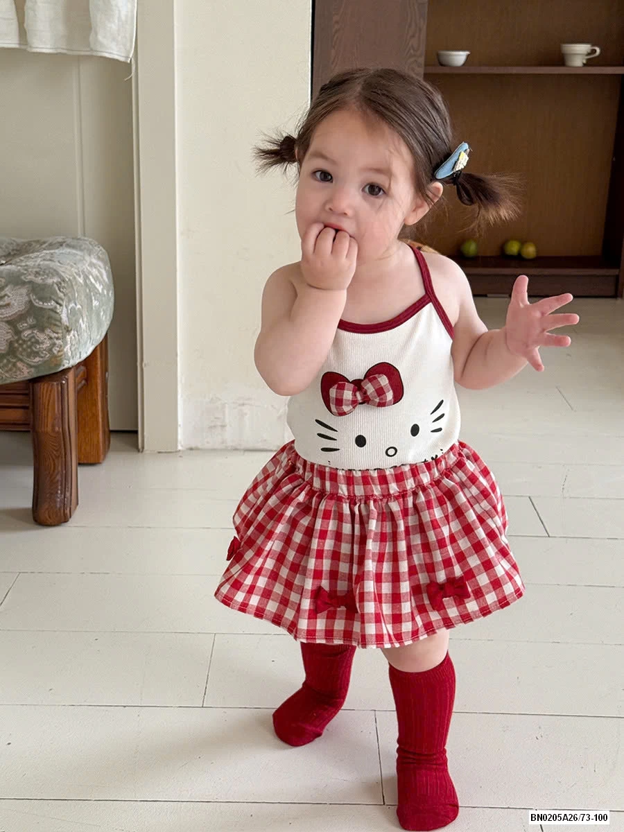 SÉT 2 DÂY KITTY CARO ĐỎ