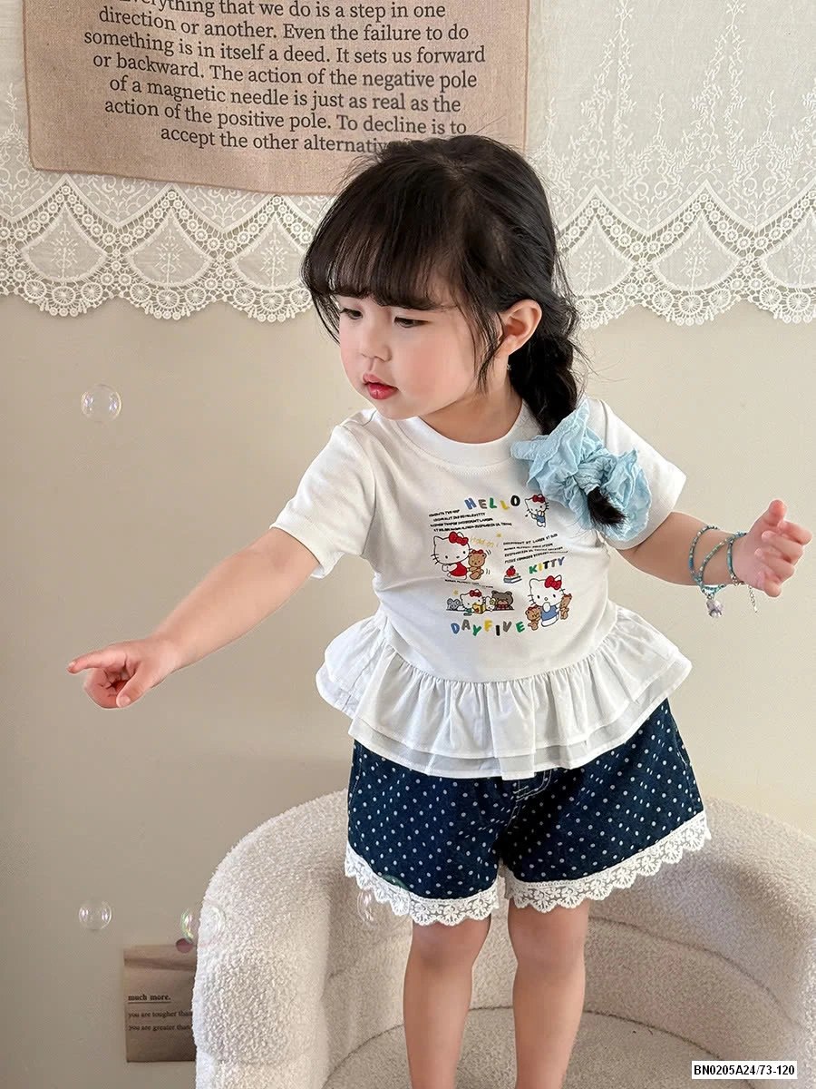 ÁO KITTY VIỀN BÈO MIX SHORT JEANS