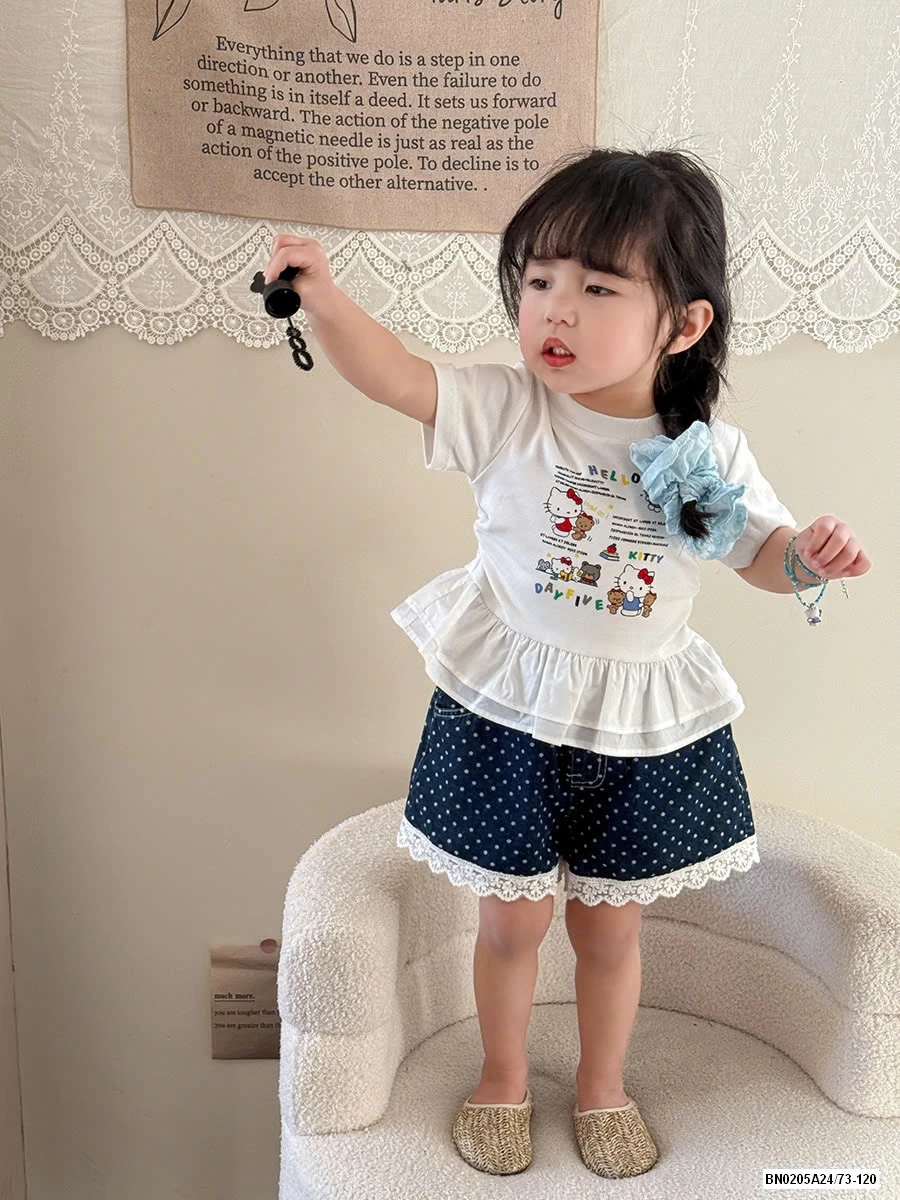 ÁO KITTY VIỀN BÈO MIX SHORT JEANS