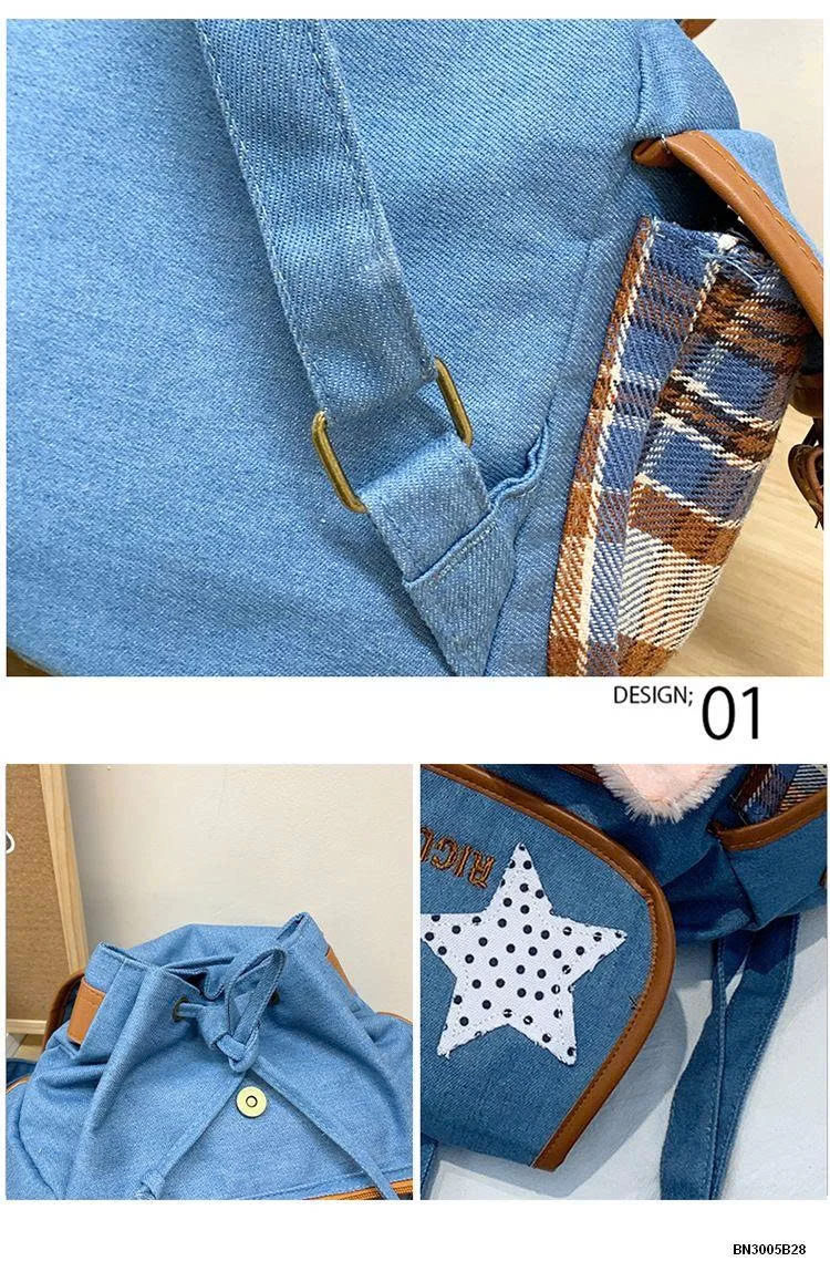 BALO VẢI DENIM CÁO HỒNG