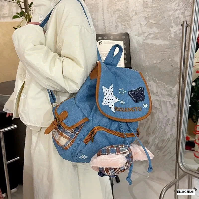 BALO VẢI DENIM CÁO HỒNG