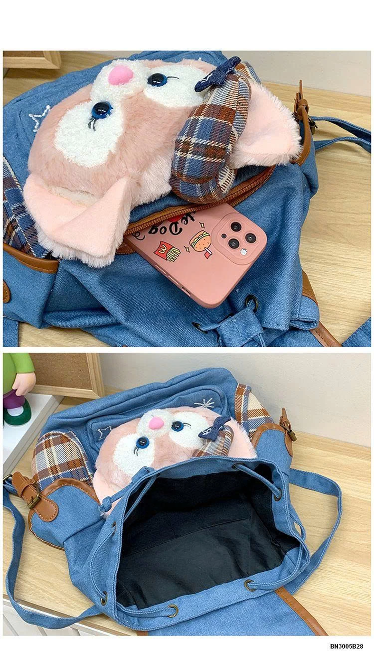 BALO VẢI DENIM CÁO HỒNG