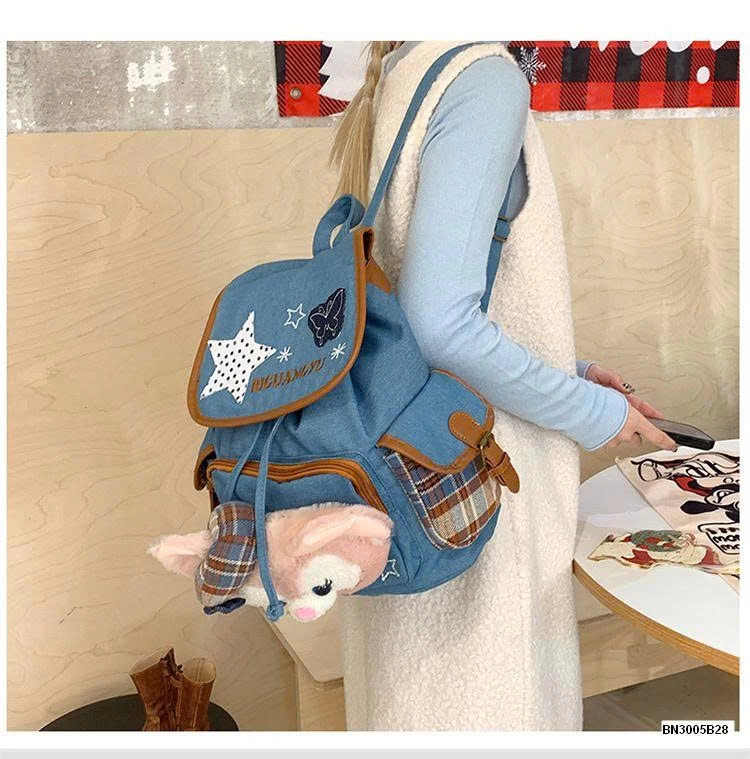 BALO VẢI DENIM CÁO HỒNG