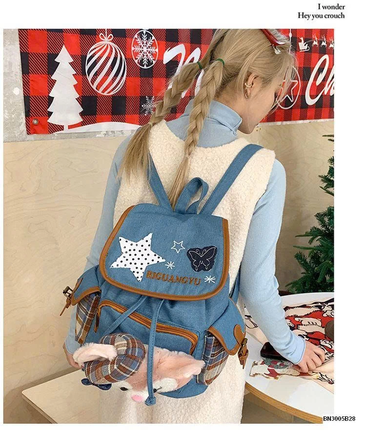 BALO VẢI DENIM CÁO HỒNG