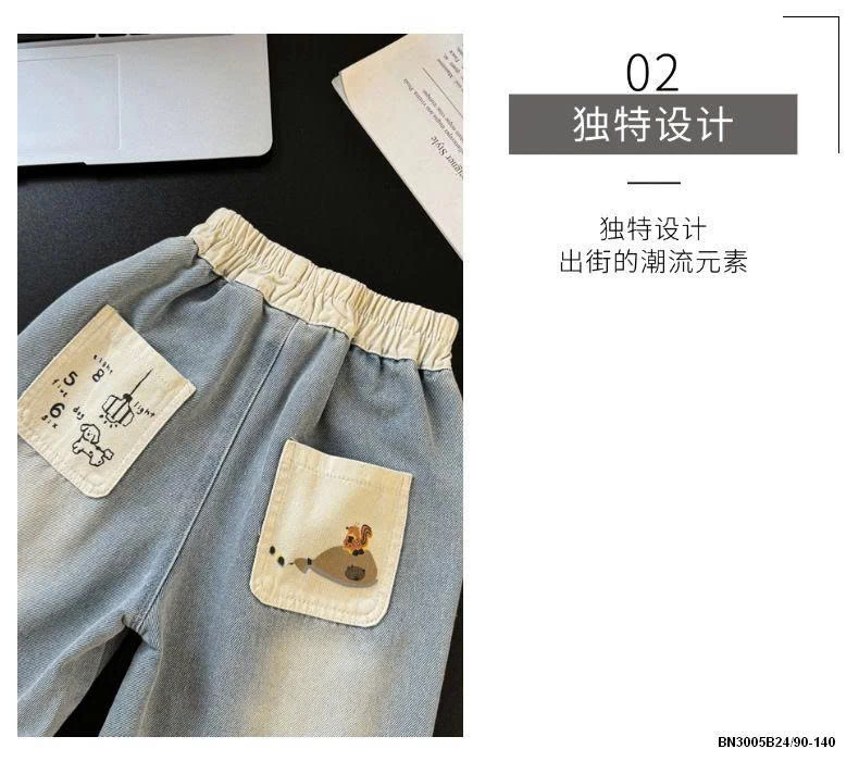 QUẦN SHORT JEAN TÚI IN HÌNH CON SÓC