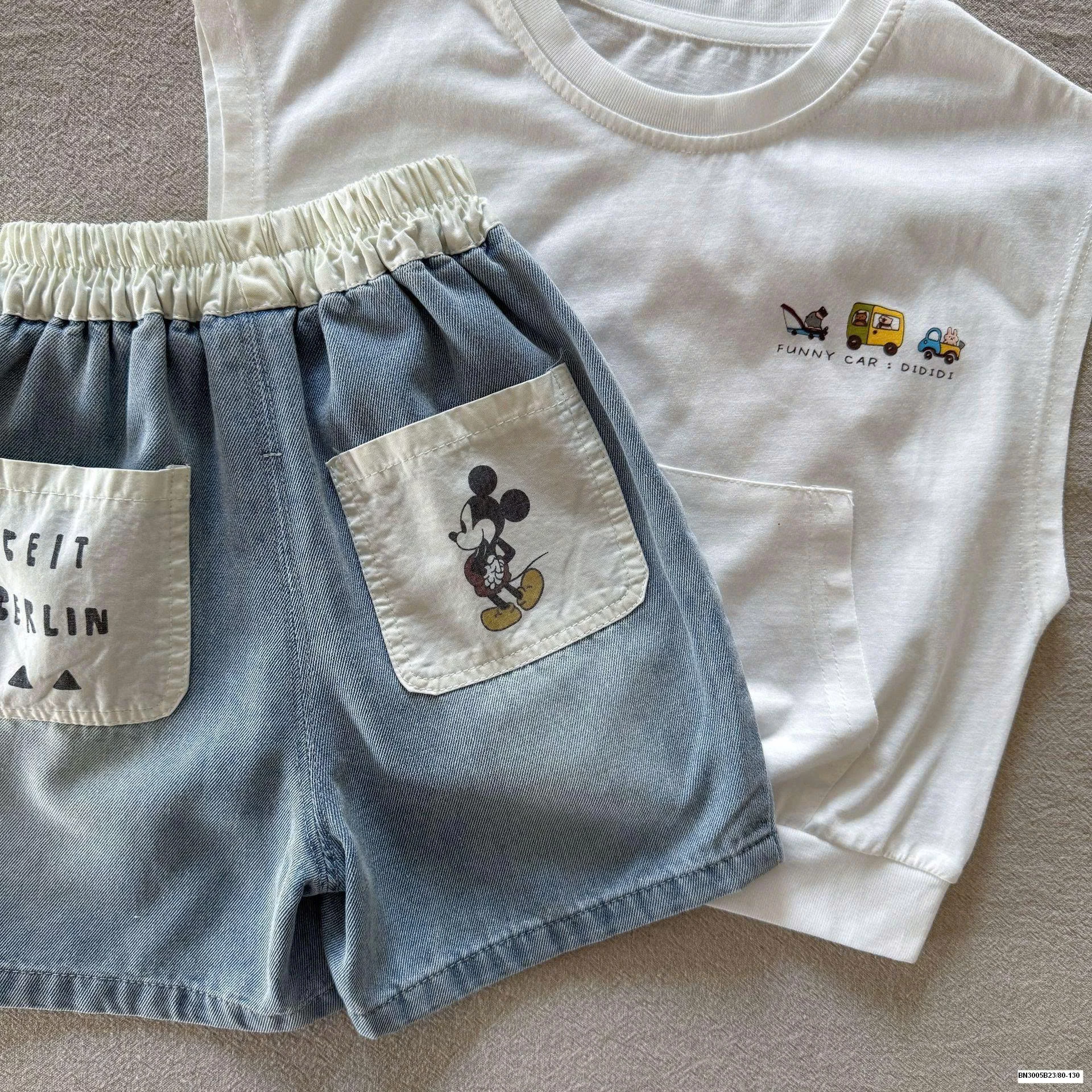 SET ÁO THUN SÁT NÁCH MIX QUẦN SHORT JEAN BÉ TRAI