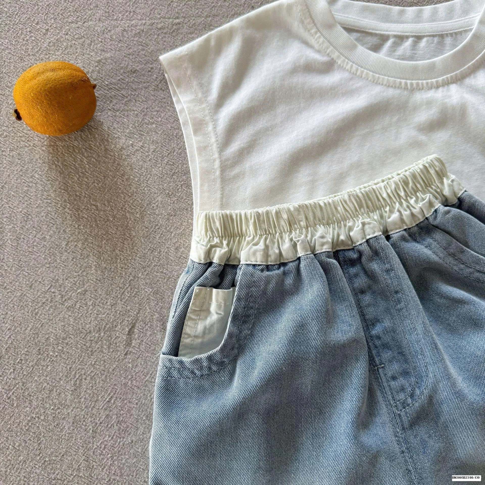 SET ÁO THUN SÁT NÁCH MIX QUẦN SHORT JEAN BÉ TRAI
