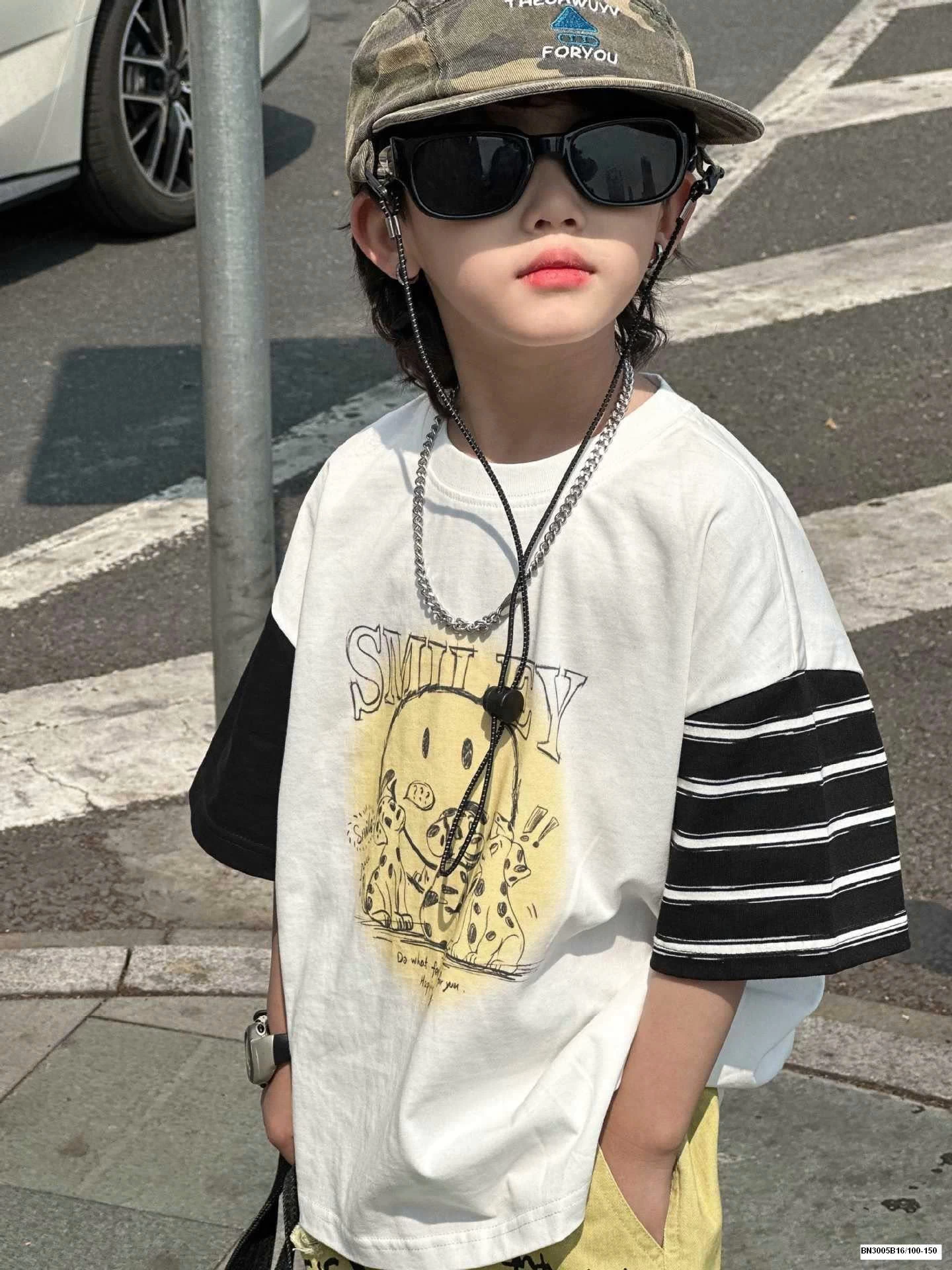 SET QUẦN VÀNG IN CHỮ MIX ÁO THUN PHỐI MÀU TAY