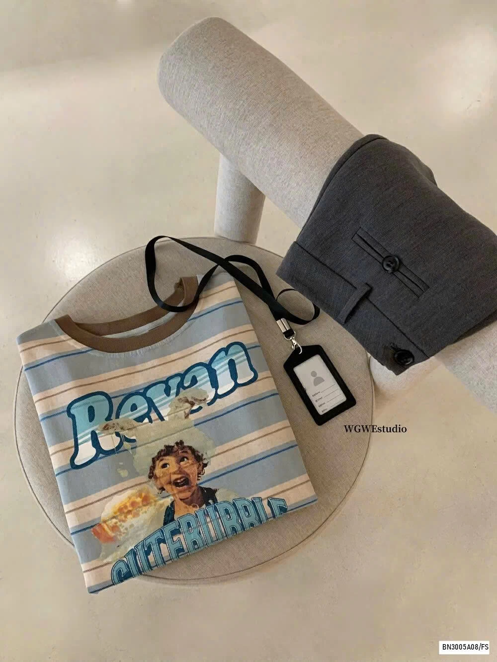 ÁO THUN KẺ XANH IN HÌNH WG.WE