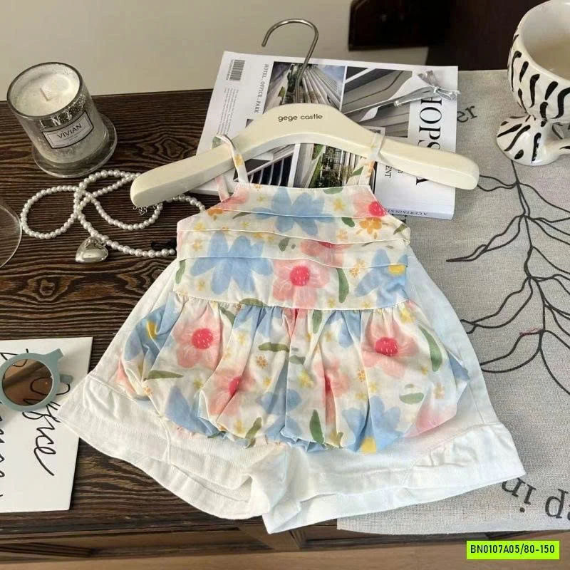 SÉT ÁO 2S HOA MIX SHORT TRẮNG