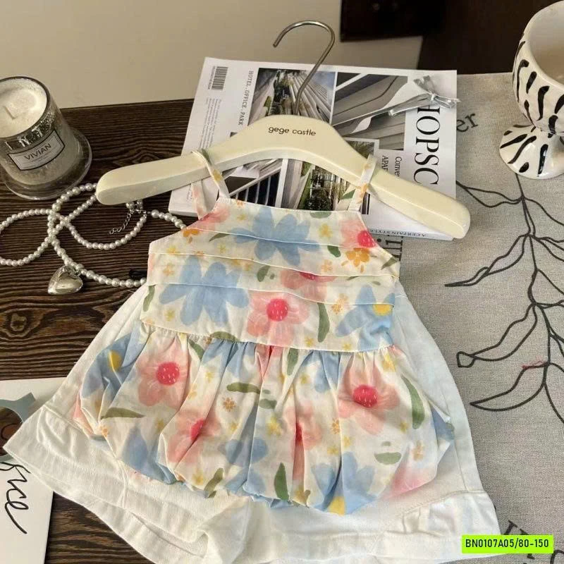 SÉT ÁO 2S HOA MIX SHORT TRẮNG