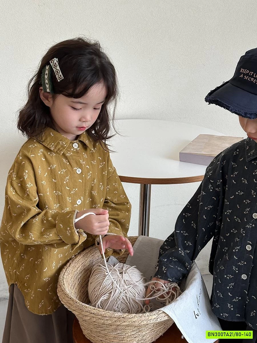 SƠ MI HOA NHÍ ĐUÔI TÔM VINTAGE