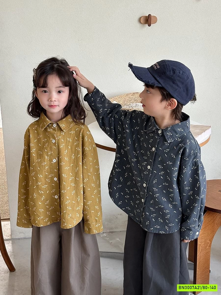 SƠ MI HOA NHÍ ĐUÔI TÔM VINTAGE