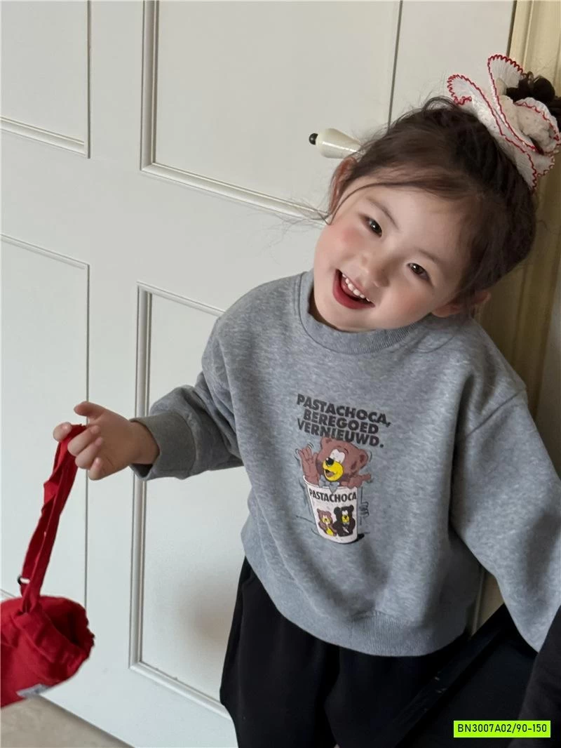 ÁO NỈ XÁM IN GẤU