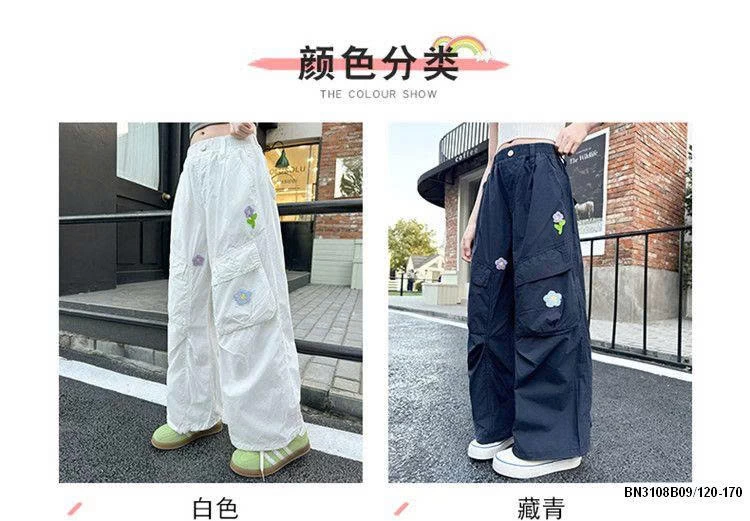 QUẦN GIÓ  ỐNG RỘNG THÊU HOA